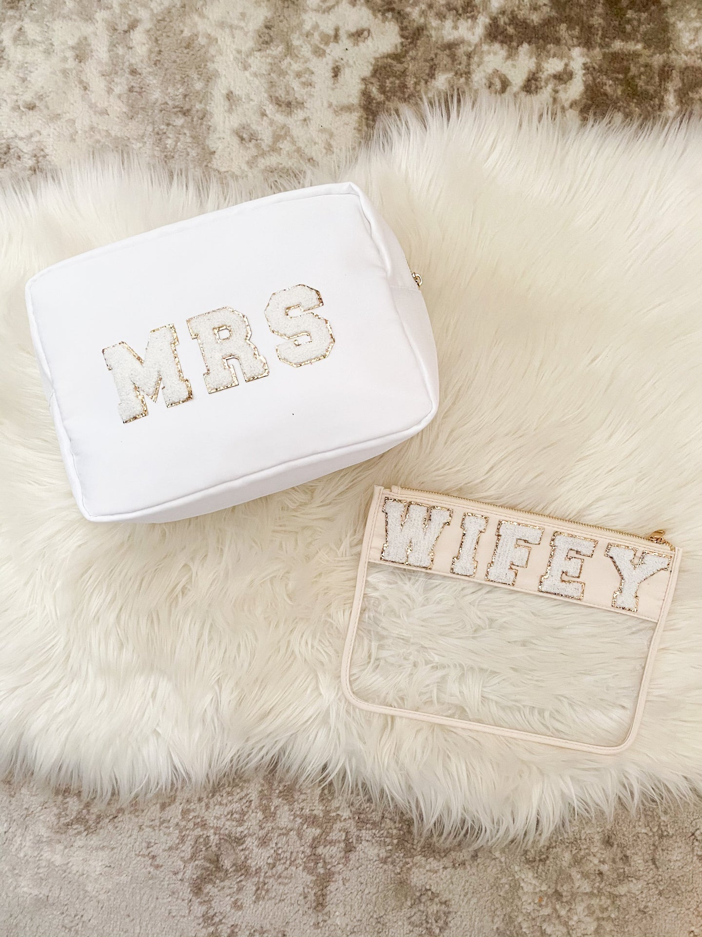 Clear Flat Nylon Pouch Personalized With Patches